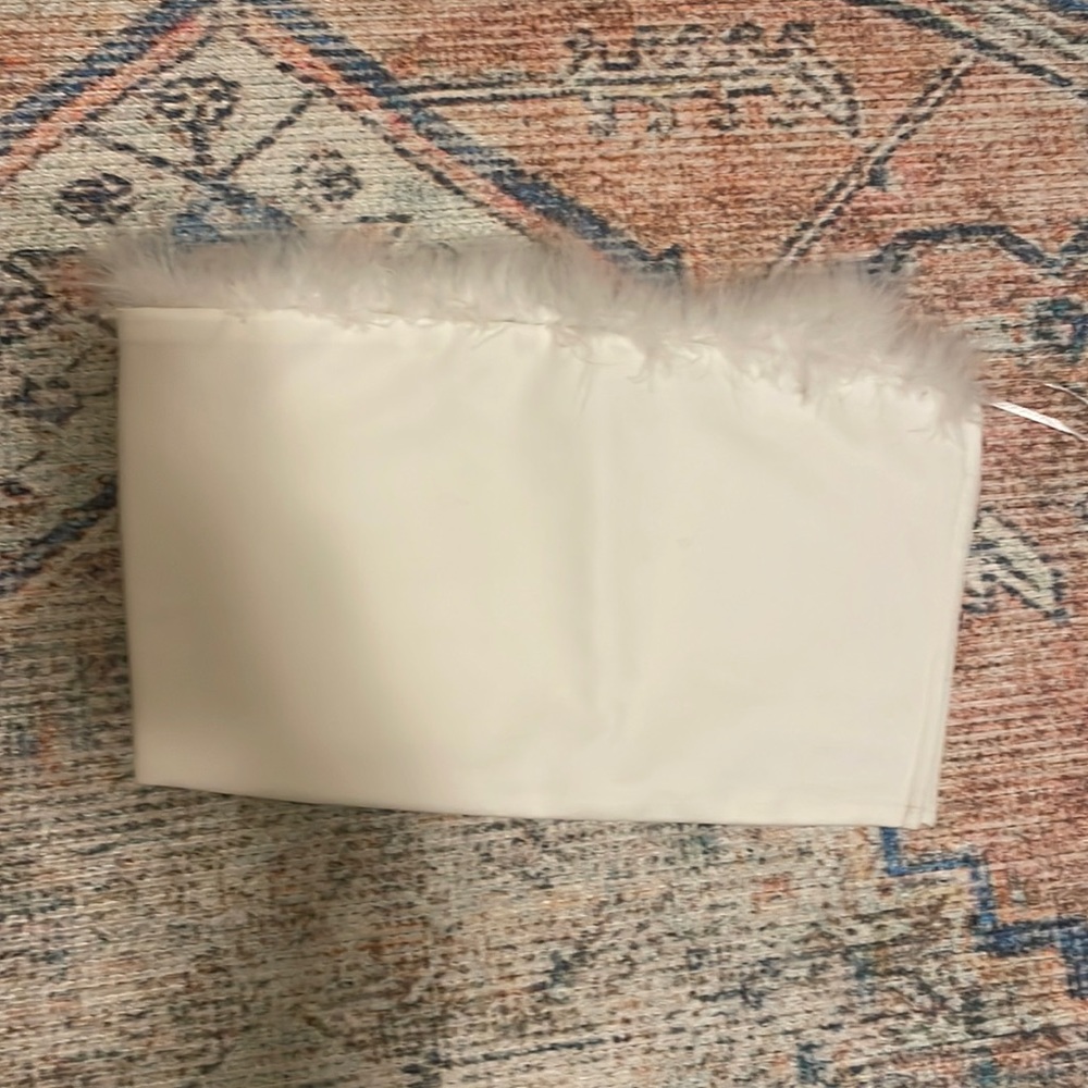 Superdown Olivia Strapless Feather Crop Tube Top - image 1